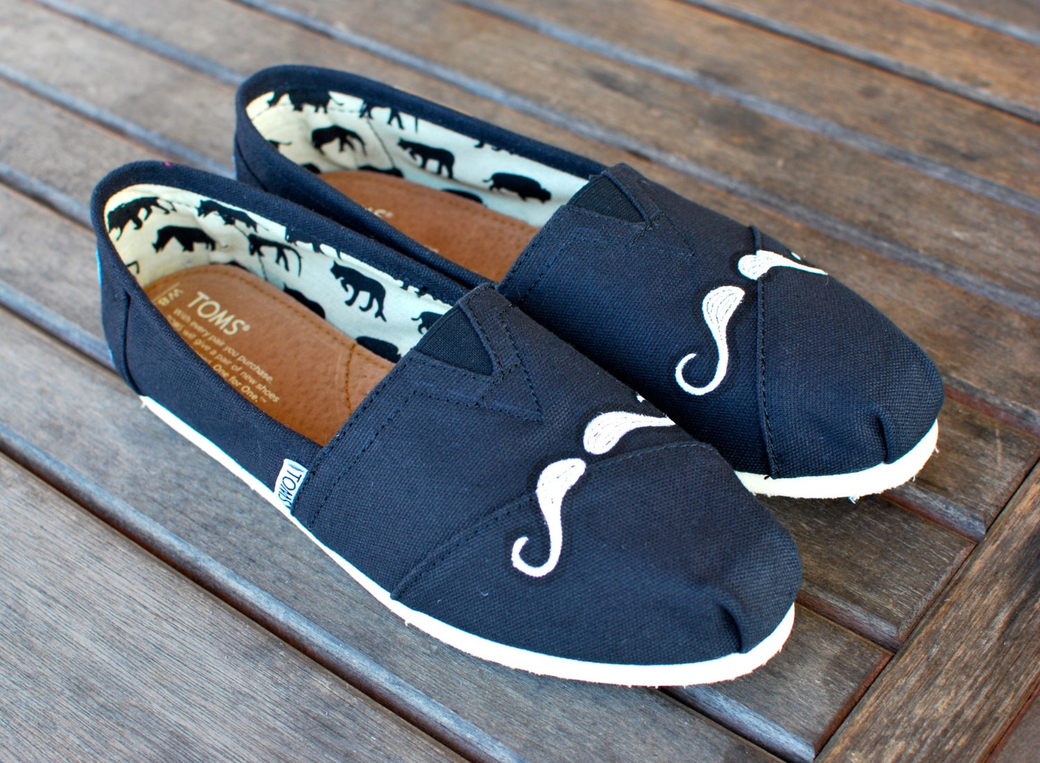 Double 'stache mustache TOMS shoes