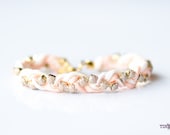 TINNLILY Peach Rhinestone Braided Bracelet