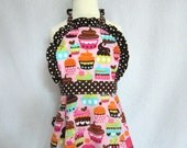 Little Girl's Ruffled Apron with Cupcakes in Pink - Michael Miller Sweet Treats