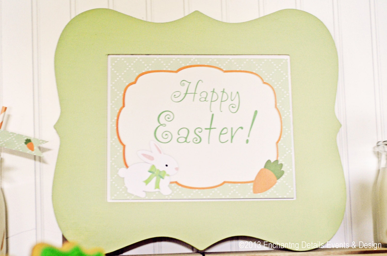 Happy Easter 8 x 10" Bunny & Carrot Print Il_570xn