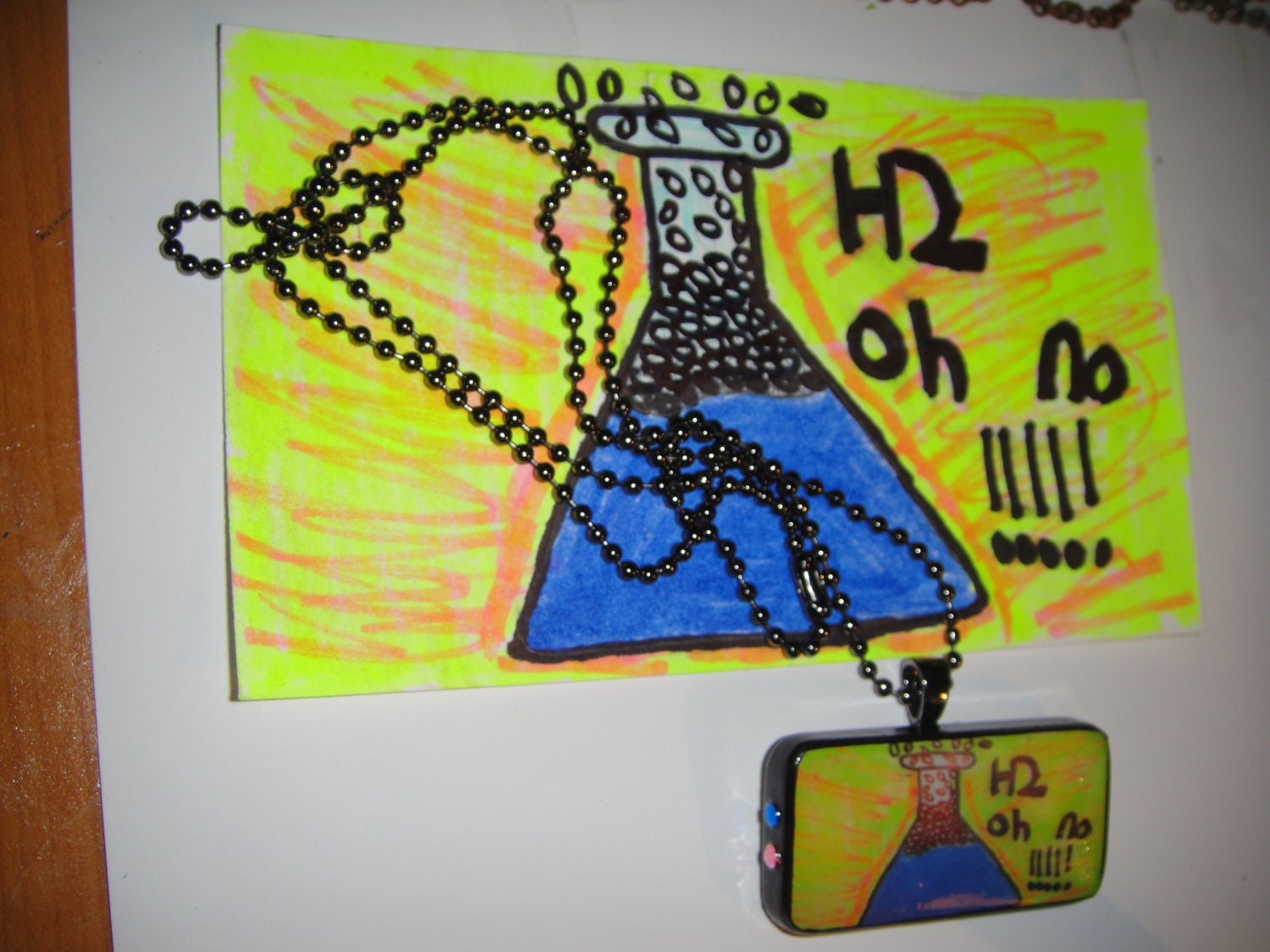 Customizeable YOUR Kiddo's Artwork Recycled Domino Pendant Necklace with Swarovski Crystal