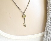 Skeleton Key Antiqued Brass Charm Necklace