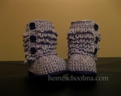 Crochet Ugg inspired Baby Boots Grey (Black sole & Buttons)