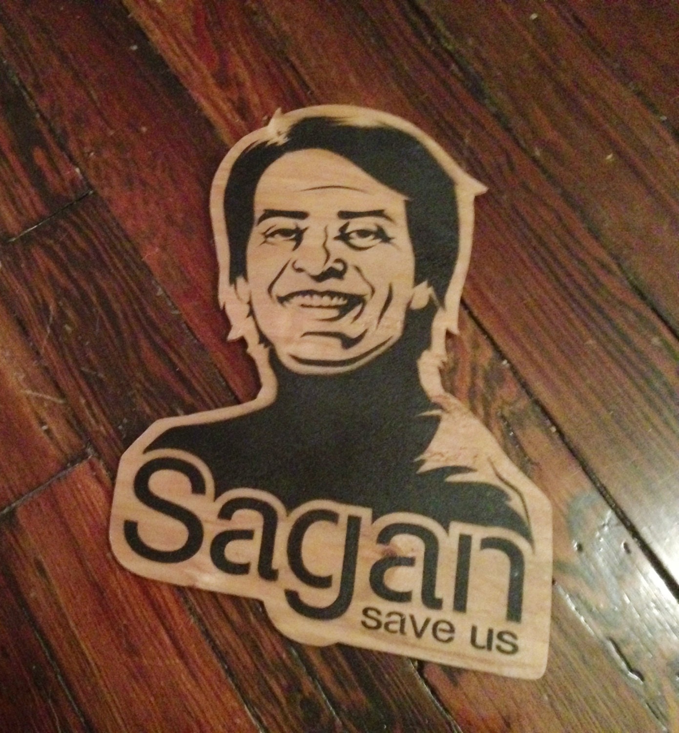Sagan save us - 10x12 inch wood cut
