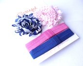 Flower Headband Set- Set of Two- Shabby Flowers on Interchangeable Headbands