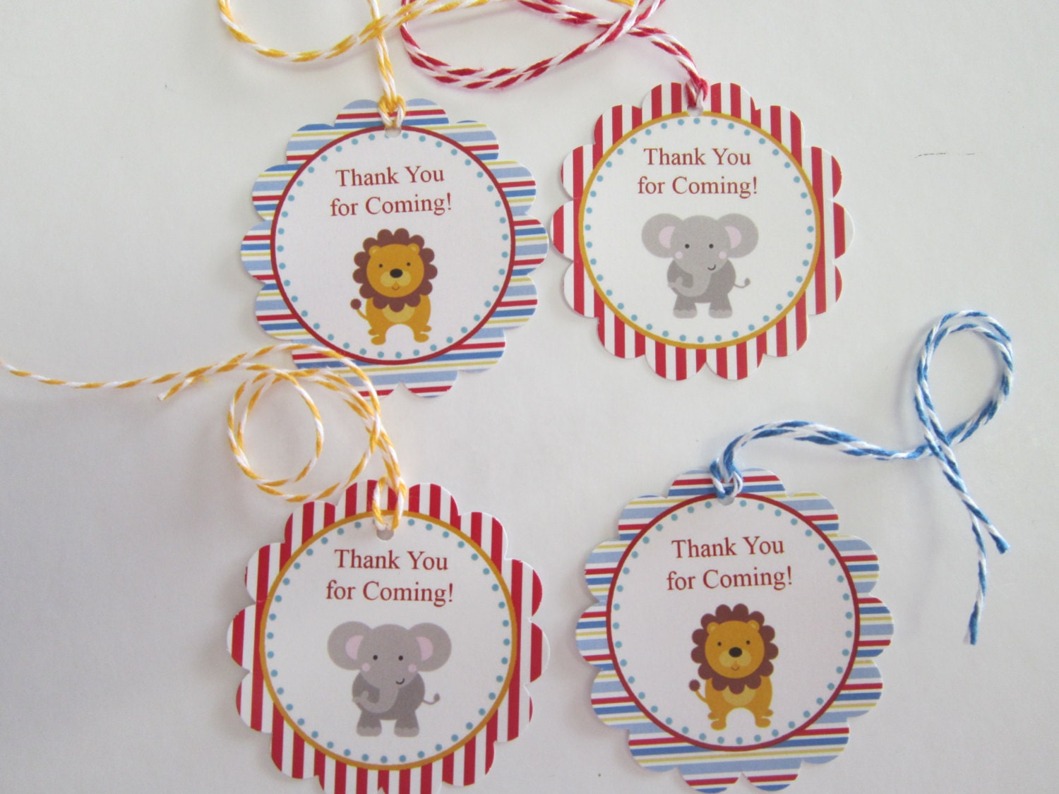 12 Circus Animal Carnival Thank You Tags Il_170x135