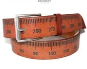 Leather belt for men and woman / Vintage ruler brown belt
