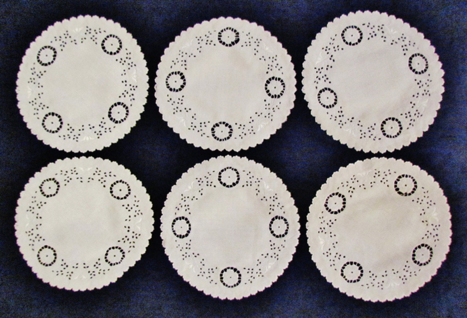 Vintage linen doilies - set of 6, Madeira embroidery