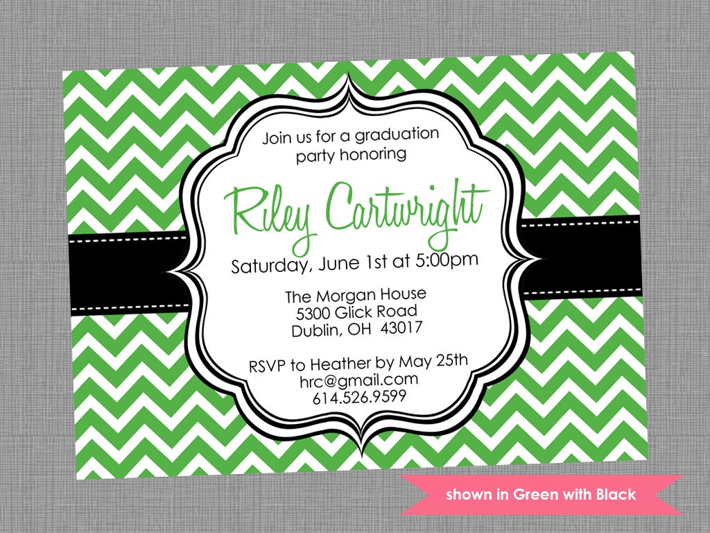 Printable Graduation Party Invitation - Graduation Themed Chevron Invite - Colors and Text Customizable Il_170x135