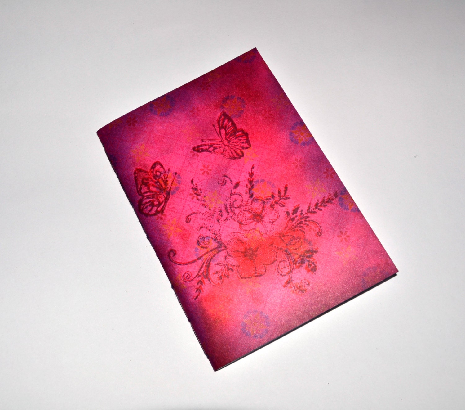 Mini jotter distressed butterfly pink notebook sketchbook diary cahier