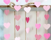 Pink, Light Pink, Hot Pink 10 ft Heart Paper Garland- Wedding, Birthday, Bridal Shower, Baby Shower, Party Decorations, Valentine's Day