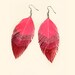 Sweetheart Chevron - Pink Glitter Faux Leather Feather Earrings