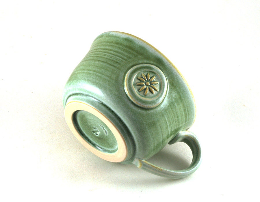 Large Ceramic Mug with a Flower for Soup, Cafe au Lait, Coffee, Tea, Pottery Gift for Her by MiriHardyPottery