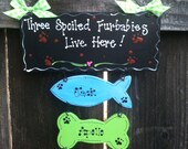 Personalized Spoiled Dogs Cats sign country wood crafts Pet decor gift bones with 3