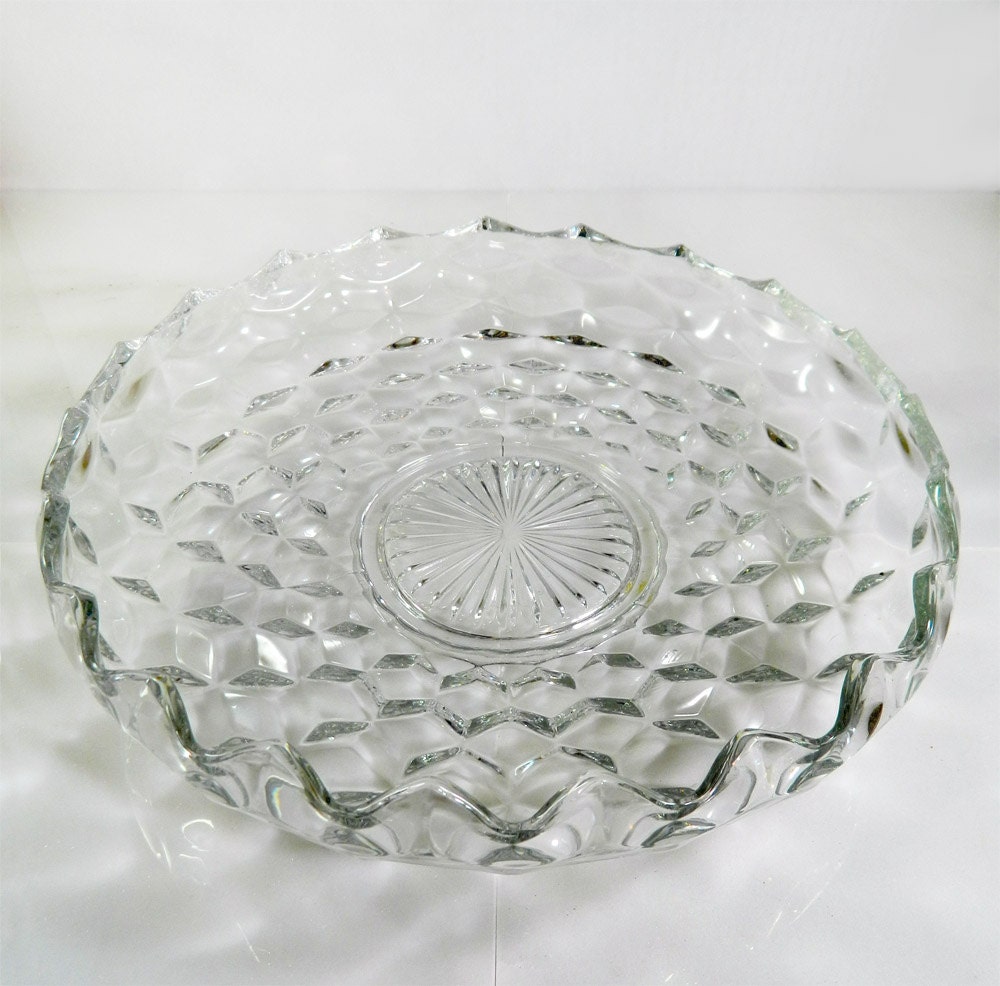 Footed Lily Pond Bowl - Fostoria - American - Clear - Large Shallow Bowl - HTF - Elegant Glass