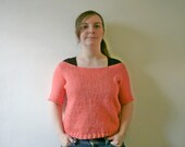 Pink off shoulder hand knit sweater
