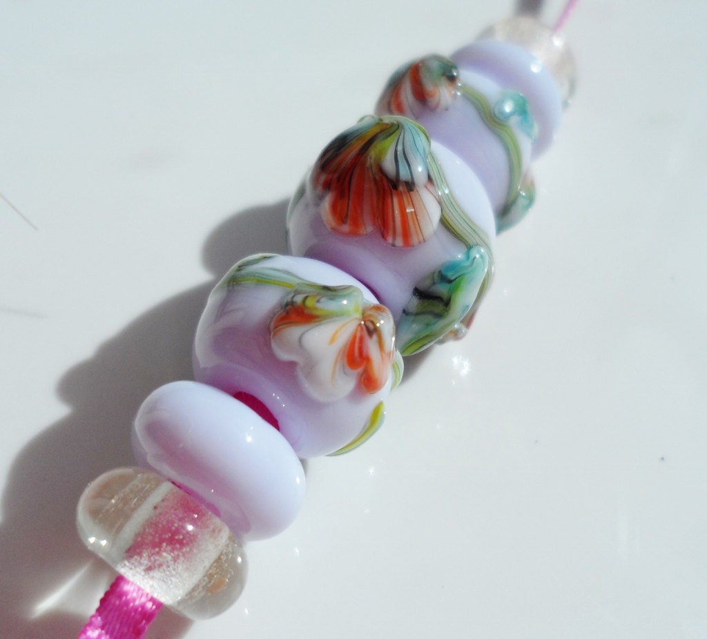 Sylvan sweet  - handmade lampwork bead set