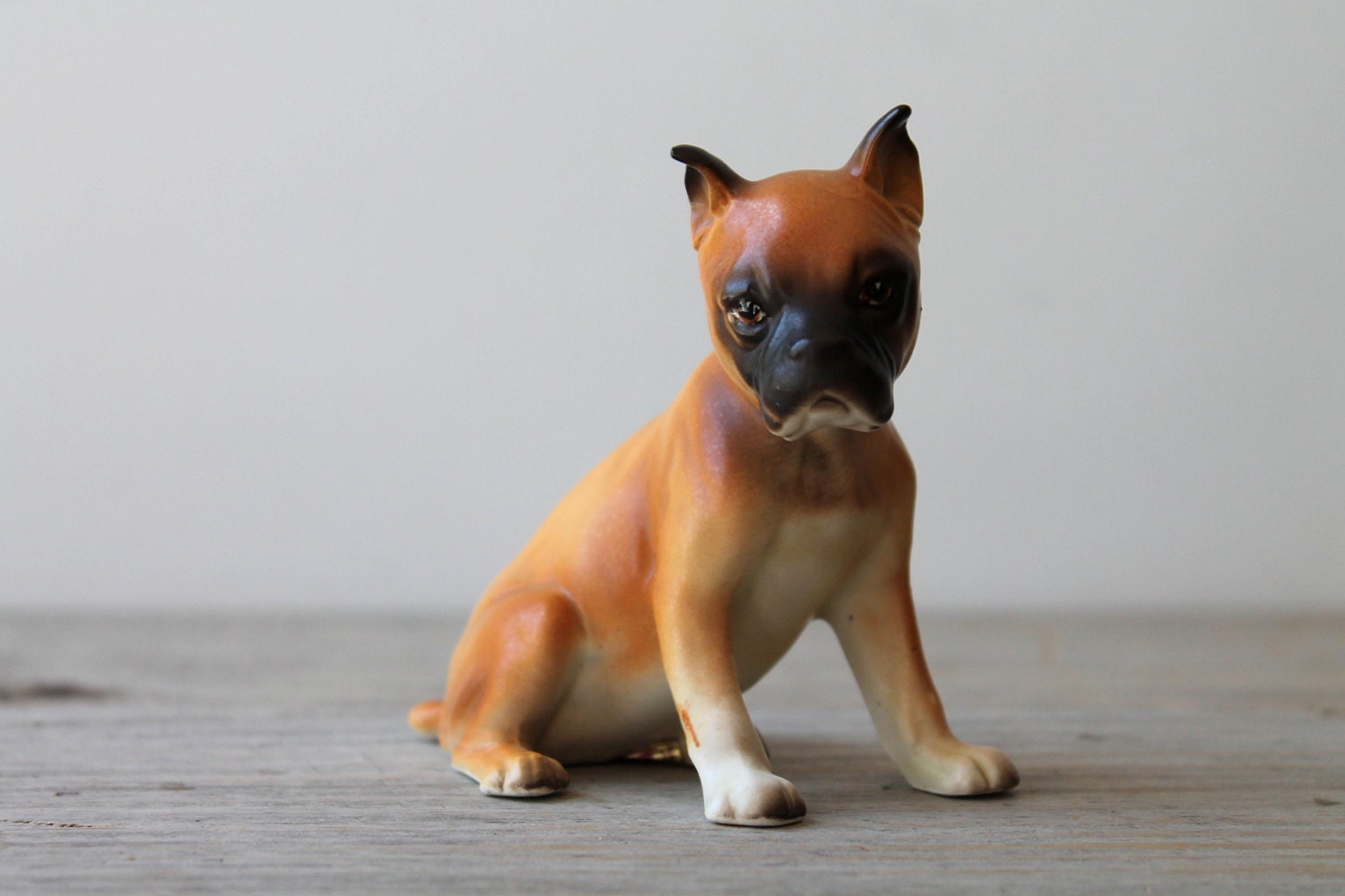 Vintage Napcoware dog figurine / boxer / mid century / collectible home decor / golden brown / black / dog / puppy  / Japan