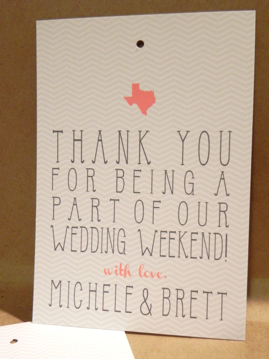 Welcome Tag / Weekend Basket / Wedding / Favor / Thank you / Reception /Chevron / Custom Country Texas / State Hang Tag by Darby Cards