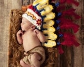 Thanksgiving Indian hat/Cherokee/, perfect newborn photo prop.