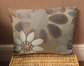 16" X 12" contemporary modern beautiful duck egg blue, green flowered cushion cover, pillow, pillow case, scatter cushion.
