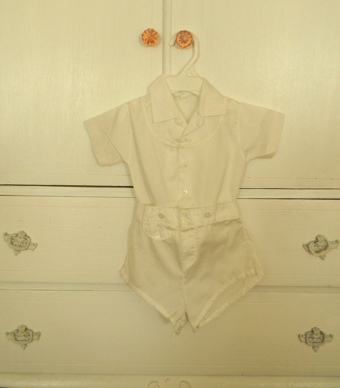 Vintage 1960s Baby Outfit, Baby Boy's Outift in White