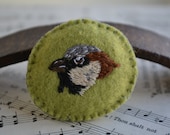 Hand Embroidered House Sparrow Brooch