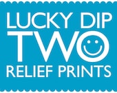 LUCKY DIP Two A5 Handprinted Relief Prints by hello DODO