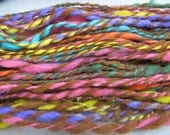 Class Clown Handspun Yarn (52 yds) Alpaca Woold Handdyed Colorful Bright Pink Orange Green Purple Fashion Summer Skein