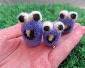 Purple Monster Trio Super Mini Soft Felt Creature Monster Miniatures