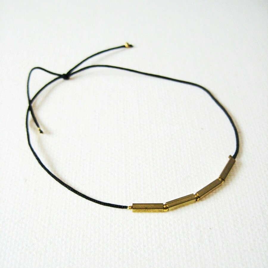 Sunlight bracelet/ nylon cord and raw brass tube