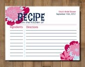 PRINTABLE  Recipe Card: "Flower Bursts"  -- Bridal Shower, Bachelorette Party -- CUSTOM