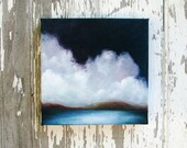 SALE 20% OFF Seascape oil painting original art blue coastline mountains storm clouds home decor painting 8x8  - Aim for the Hills