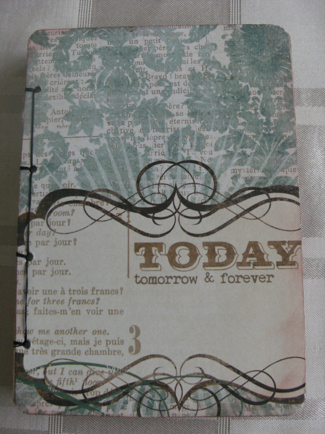 Coptic Stitch Shabby Chic Journal made using the Lost and Found Blush paperline from My Minds Eye