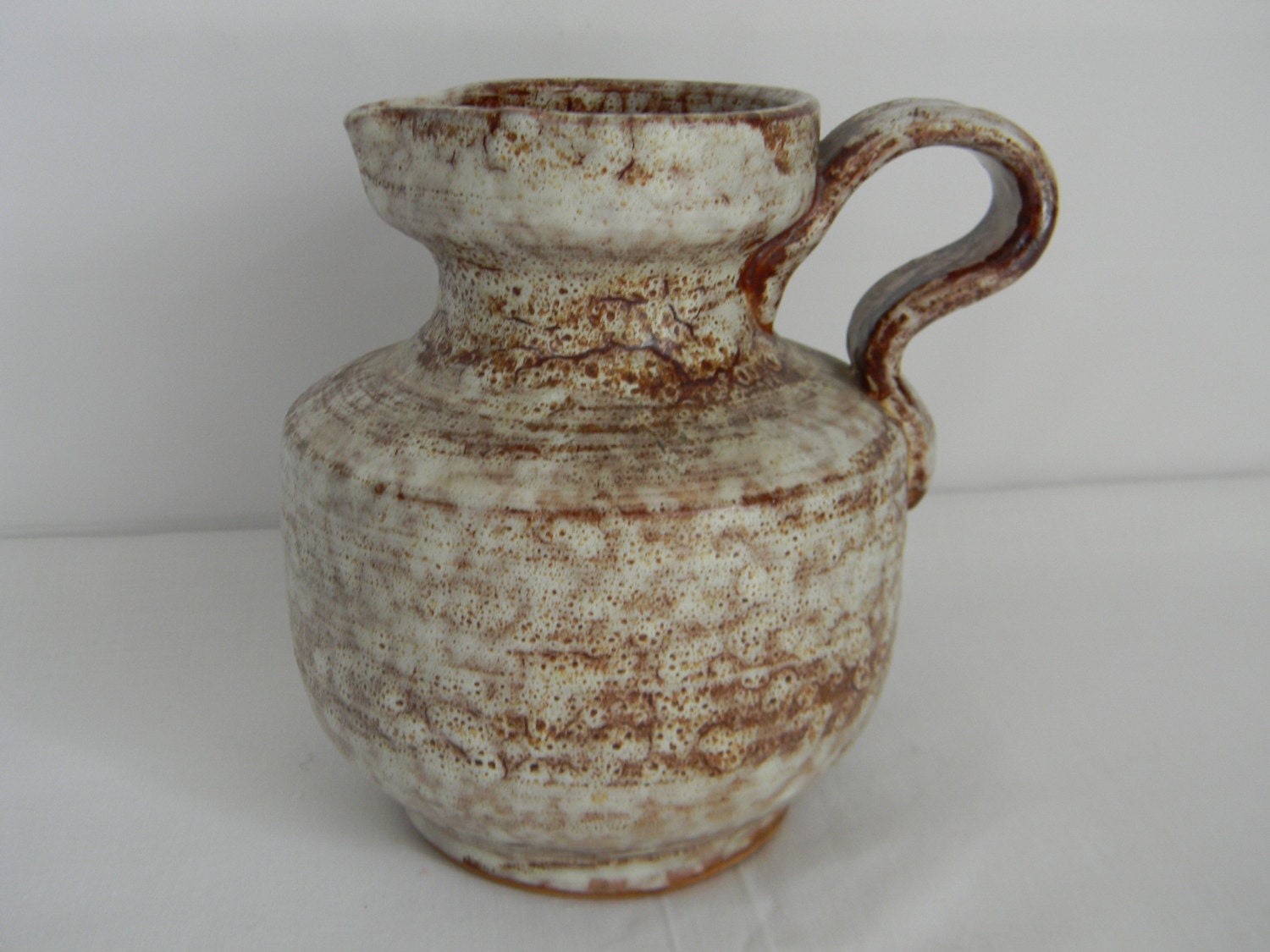 Vintage Mid Century Pottery Jug Vase Pitcher Brown Home Decor