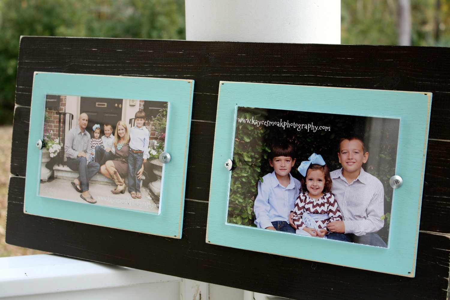 Distressed Picture Frame, College Frame, Double 5x7 Frame, Rustic Picture Frame, Aqua Frames