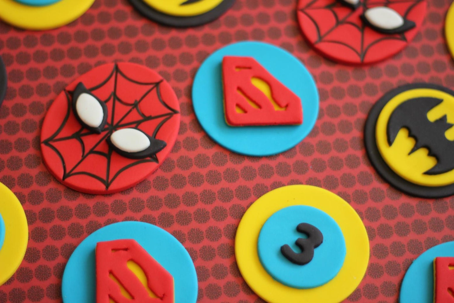 Superhero-Themed Fondant Cupcake Toppers - Perfect for Cupcakes, Cookies and Other Edibles
