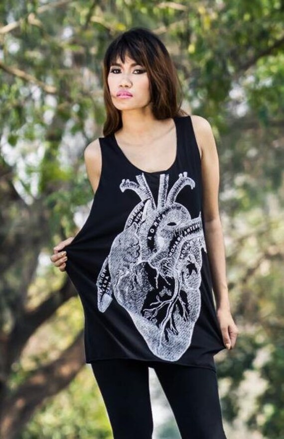 Heart Anatomy tank top - Women t-shirt tank top black Tunic Unisex Shirt men Vest Women Sleeveless Singlet Black T-Shirt Size M L