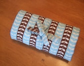 Organic Travel Change Pad - On the Go - Organic Sherpa and Print -Blue/Brown Vinery