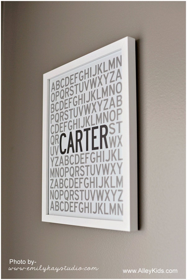 Alphabet Name Poster, Nursery Art,  Personalized Childrens Art, Alphabet Poster, 11x14