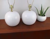 Mid Century White Orb Lamps