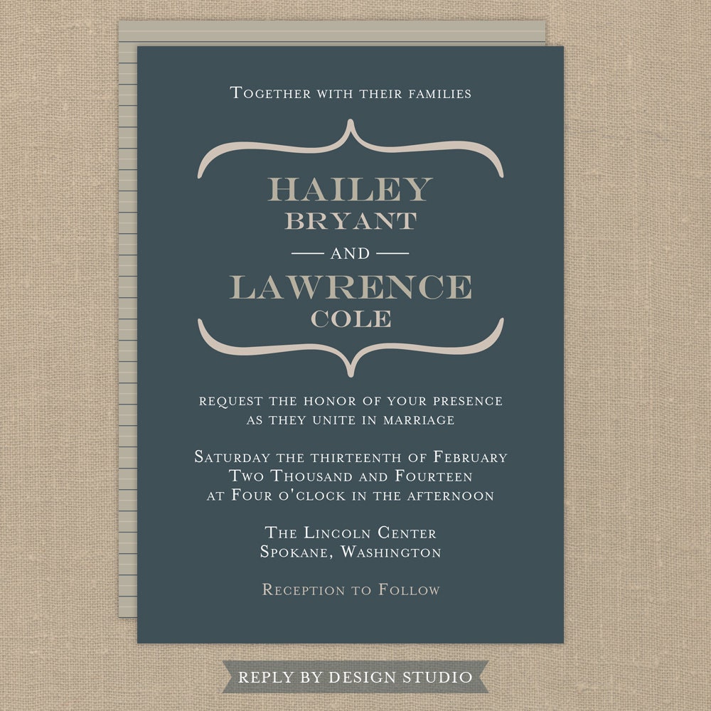 Wedding Invitation and RSVP Card (Simplicity) - Digital Files or Deposit on Printing (Customizable Modern Design)
