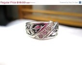 18kt GE Silver Rhinestone Ring 1950s Vintage Jewelry