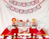 Vintage Blue Carnival Circus  Birthday Party Package Personalized FULL Collection Set - PRINTABLE DIY - PS801CA1x