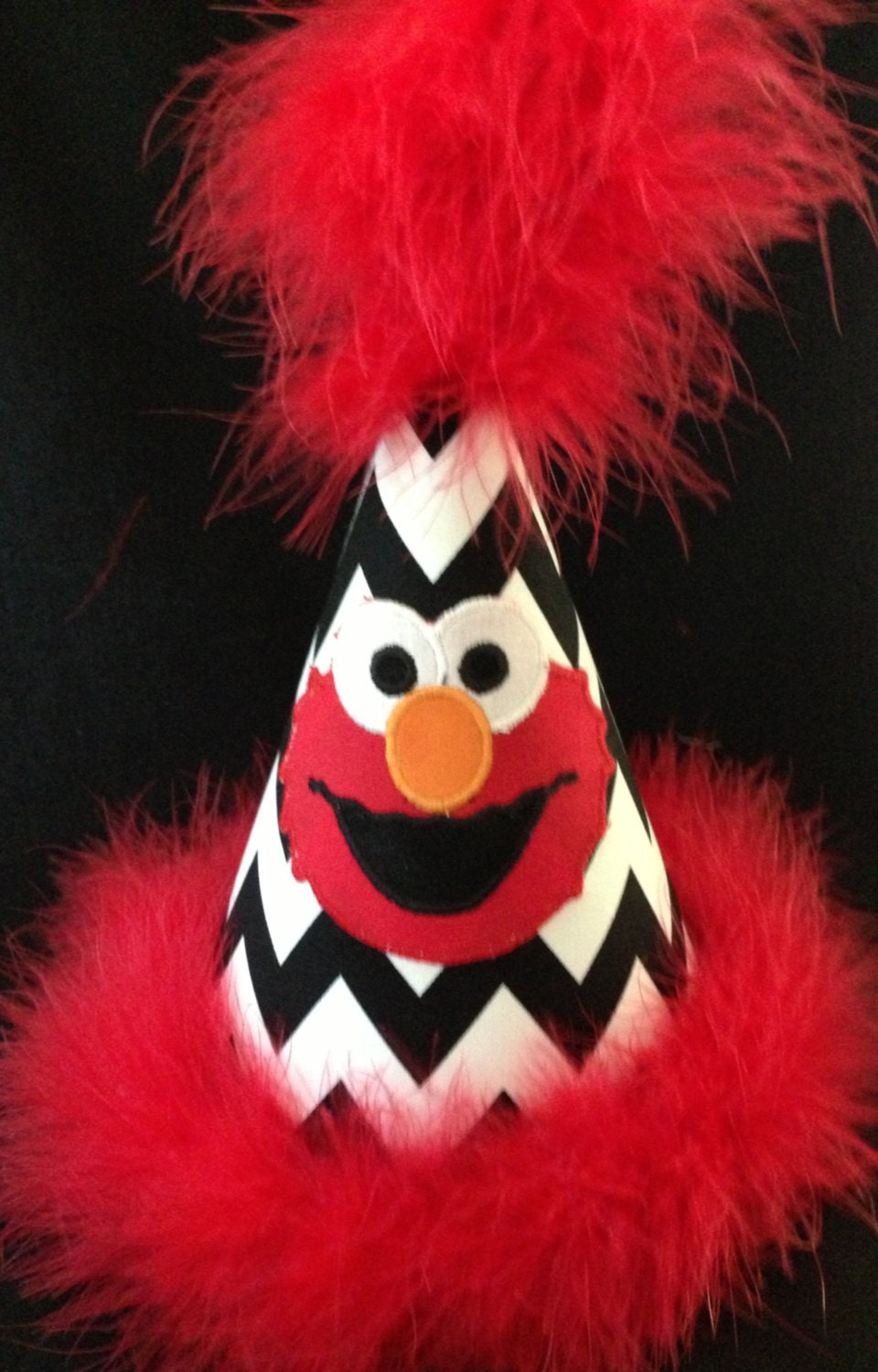 Cute Elmo chevron birthday hat Free personalize