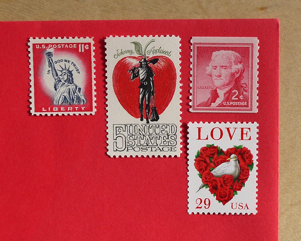 Vintage unused - Love in the Big Apple - postage stamps to post 5 letters - or use in scrapbooking and crafts