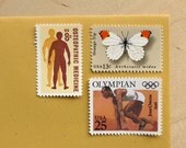 Vintage unused - Autumnal Tones - postage stamps to post 5 letters - or use in scrapbooking and crafts