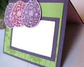 Easter Place Card, Handmade, Set of 6, Purple, Cream, Green and Pink, 3" x 2 1/2"