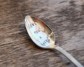 LOVE YOU A LATTE - Upcycled Vintage Silverware Spoon hand stamped