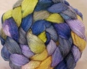 Hand dyed 50/50 merino/ silk top for spinning  -April Showers  - (4 oz.) merino/ silk ( 50/50)